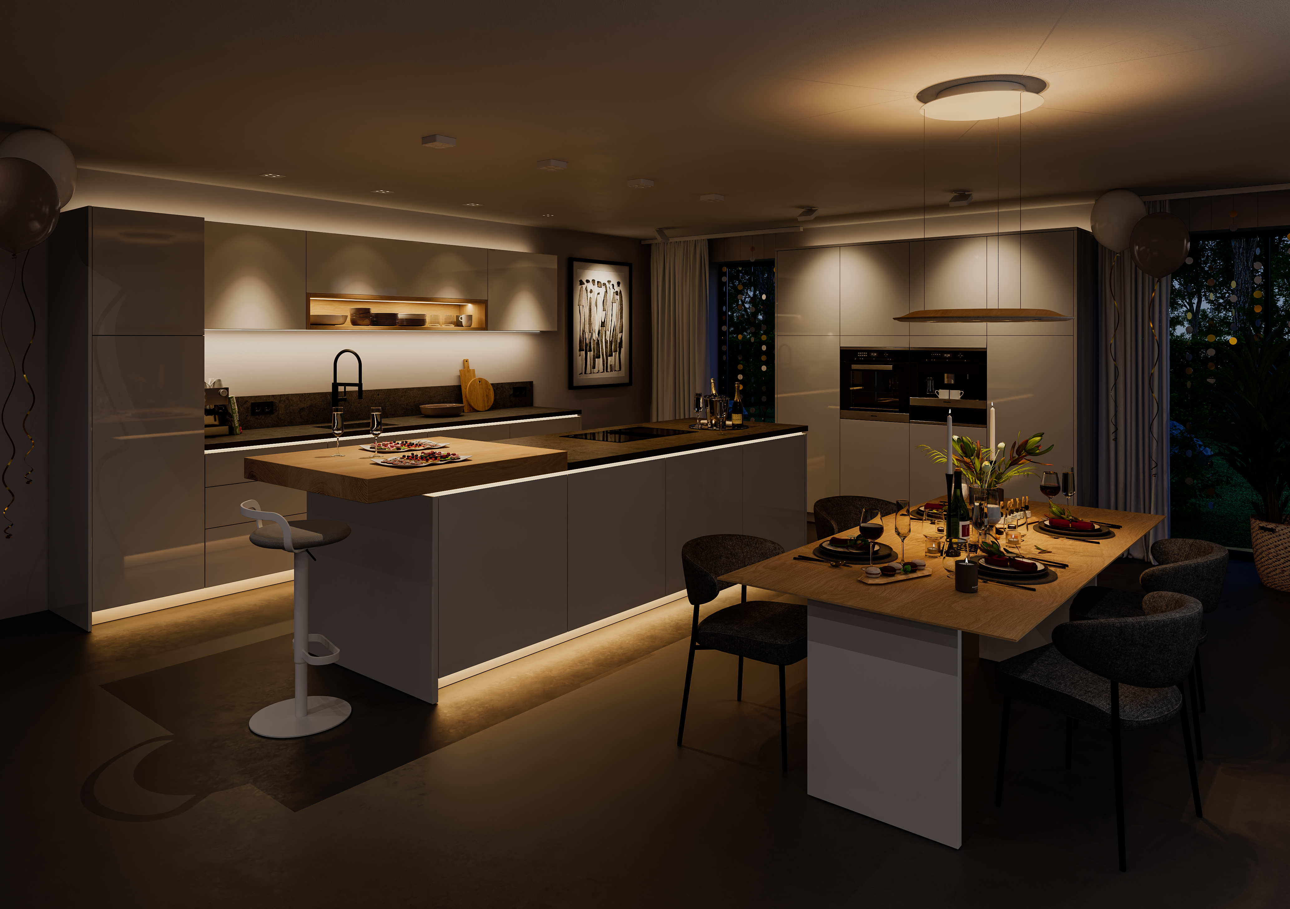 With the help of Häfele Connect technology, furniture and room lighting can be combined in one system and lighting scenes adapted to the user can be realized
